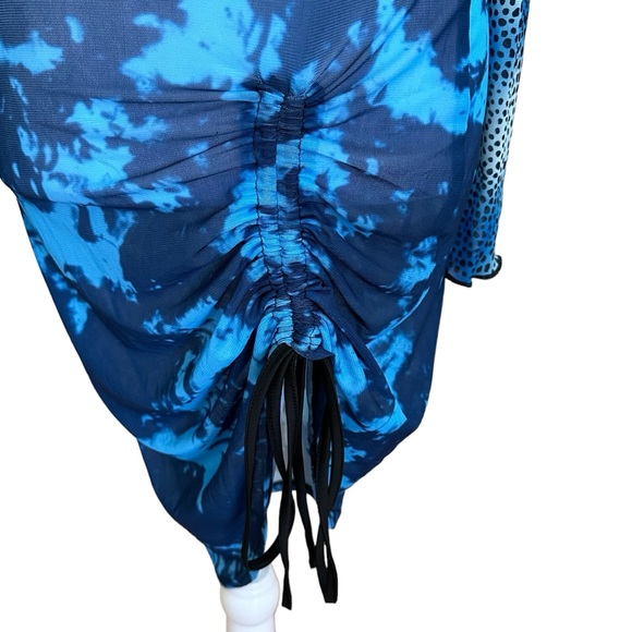 Women’s Sheer Mesh Long Sleeve Bodycon Cover Up Dress Blue Size Small NWOT - Picture 7 of 12